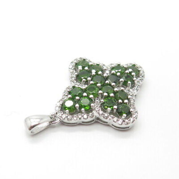 925 Sterling Silver Real White Topaz & Peridot Gemstone Cross Pendant - Picture 7 of 8